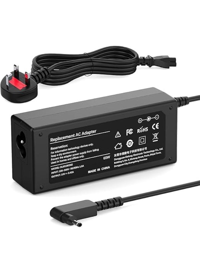 Terabyte New 65W Laptop Charger For Swift 1/3/5 SF114-34 SF114-32 SF114-33 SF315-41 SF315-52 Chromebook 11/13/14/CB5/C720p Power AC Adapter Connector (3.0mm x 1.1mm) - Image 1
