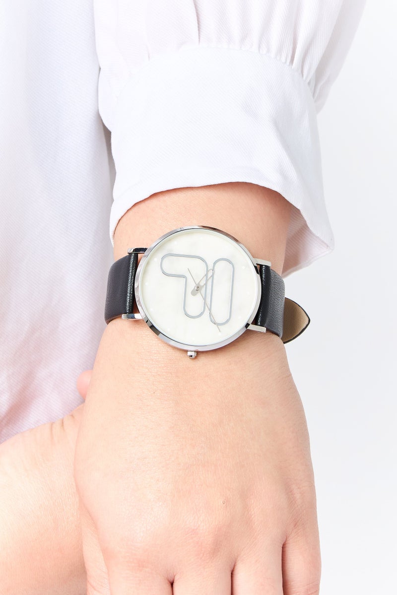 FILA Women 38-192-002 Leather Analog Watch 42 mm, Black - Image 2