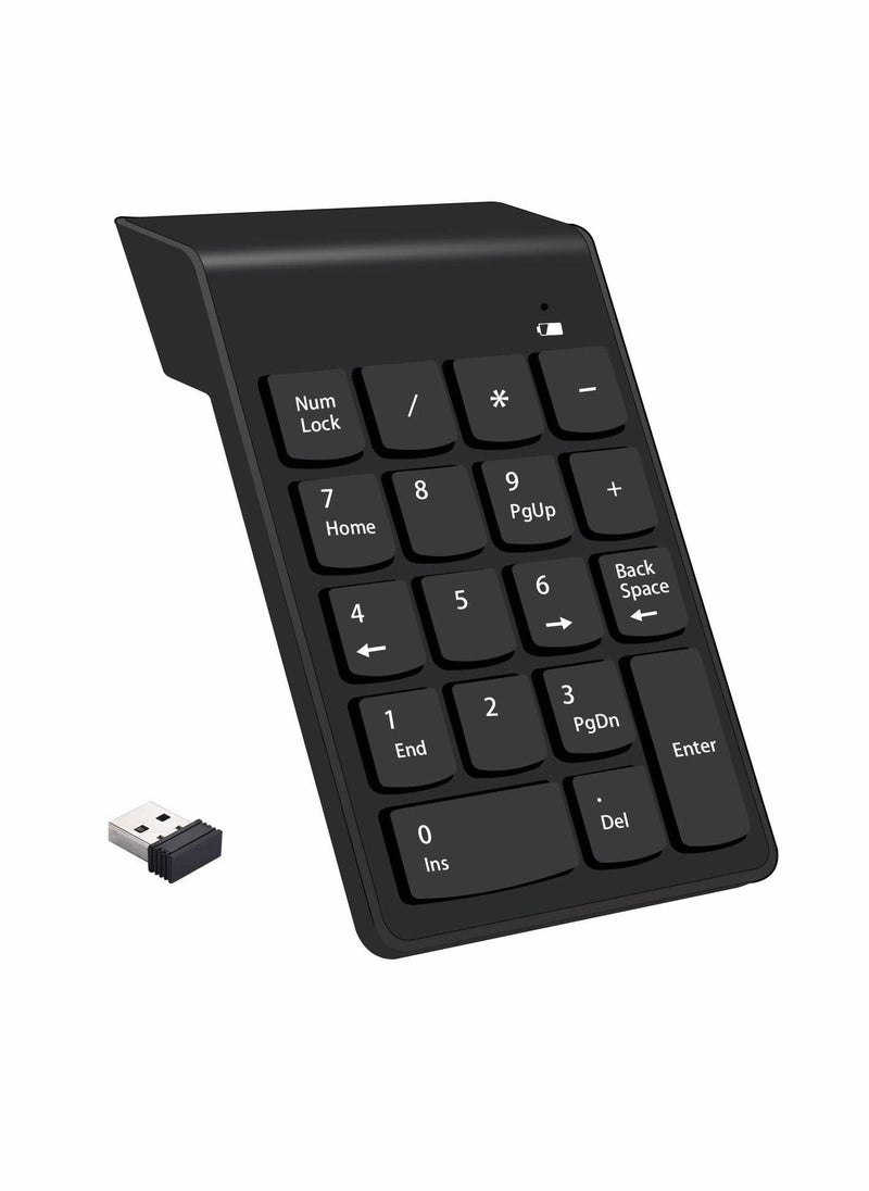 Generic Wireless Silent Number Pad Portable Numeric Keypad Keyboard with Mini USB Receiver for Laptop Notebook, Desktop PC Computer, Compatible with Windows, 10 Million Keystrokes Life，10M Use Distance  - Image 1