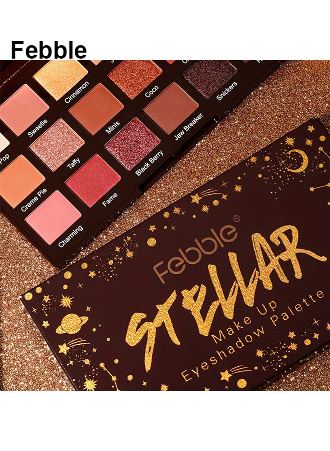 Febble Saturn 18 Colors Eyeshadow Palette Highly Pigmented Matte And Shimmer Long Lasting Blendable Nude Brown Gold Eye Makeup Palette Gift For Women Daily Professional Looks - Image 4