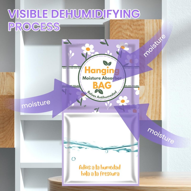 Serplex ® 10 قطع ماص للرطوبة، أكياس مزيل الرطوبة المعلقة، حزم الرطوبة، أكياس مزيل الرطوبة 100 جرام للخزانة، ماص الرطوبة المعلق في خزائن الملابس، غرف النوم، الحمامات - Image 3