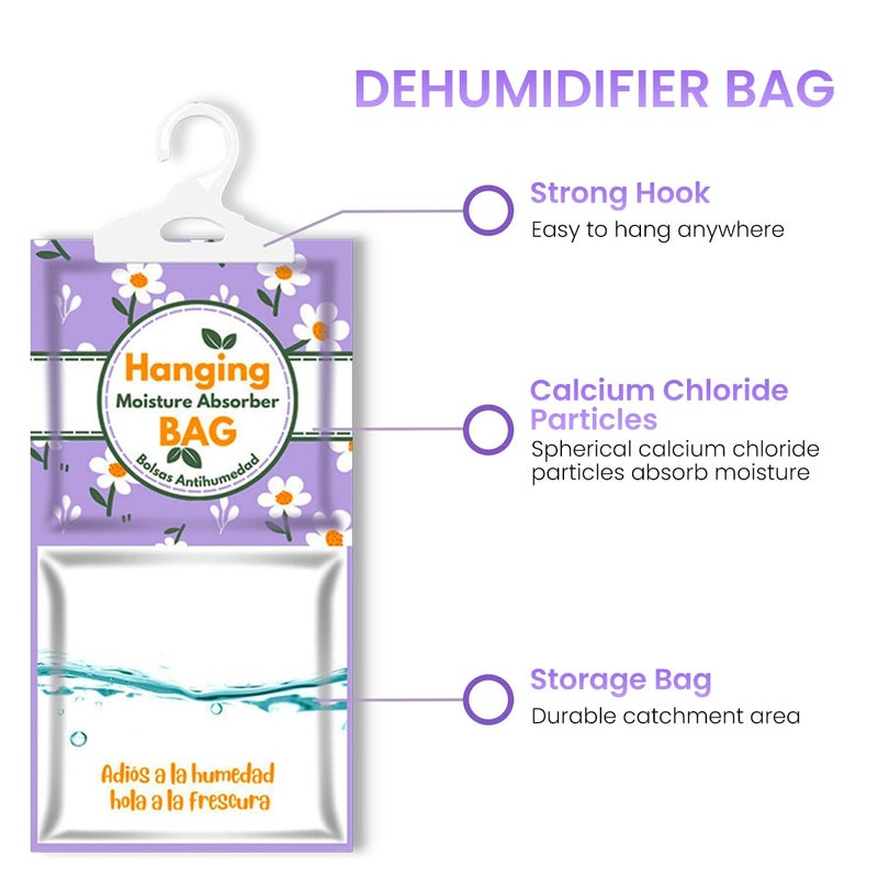 Serplex ® 10 قطع ماص للرطوبة، أكياس مزيل الرطوبة المعلقة، حزم الرطوبة، أكياس مزيل الرطوبة 100 جرام للخزانة، ماص الرطوبة المعلق في خزائن الملابس، غرف النوم، الحمامات - Image 5