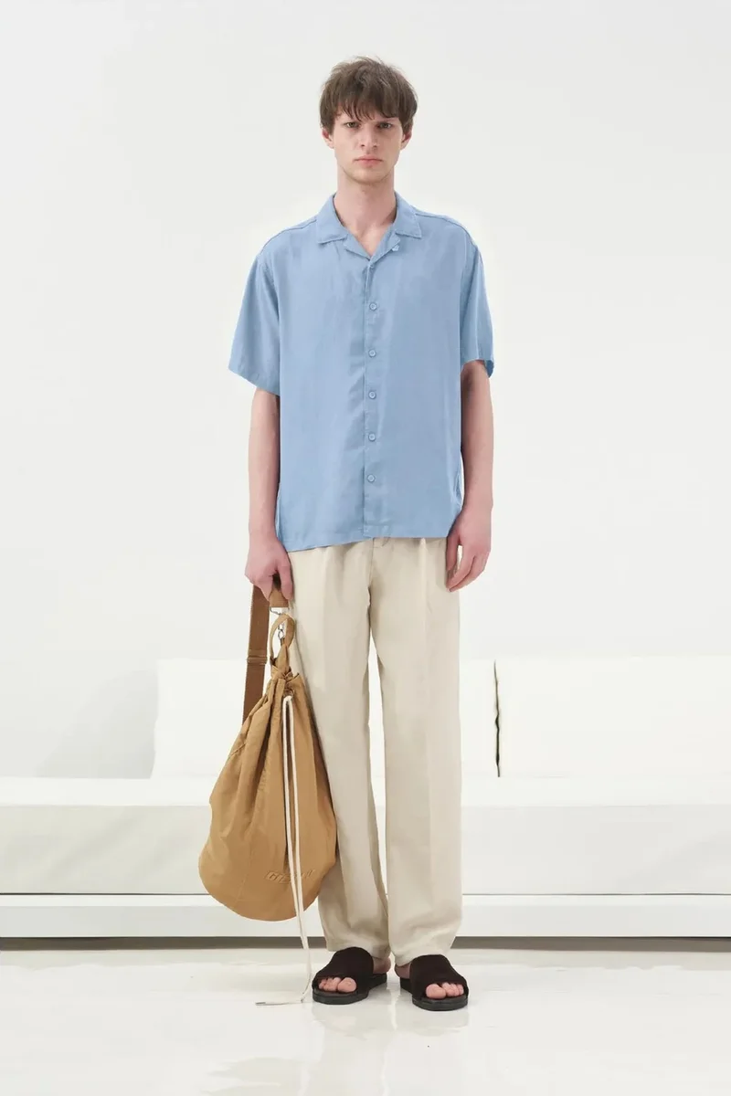 GIESTO Casual Short Sleeve Linen Blend Shirt