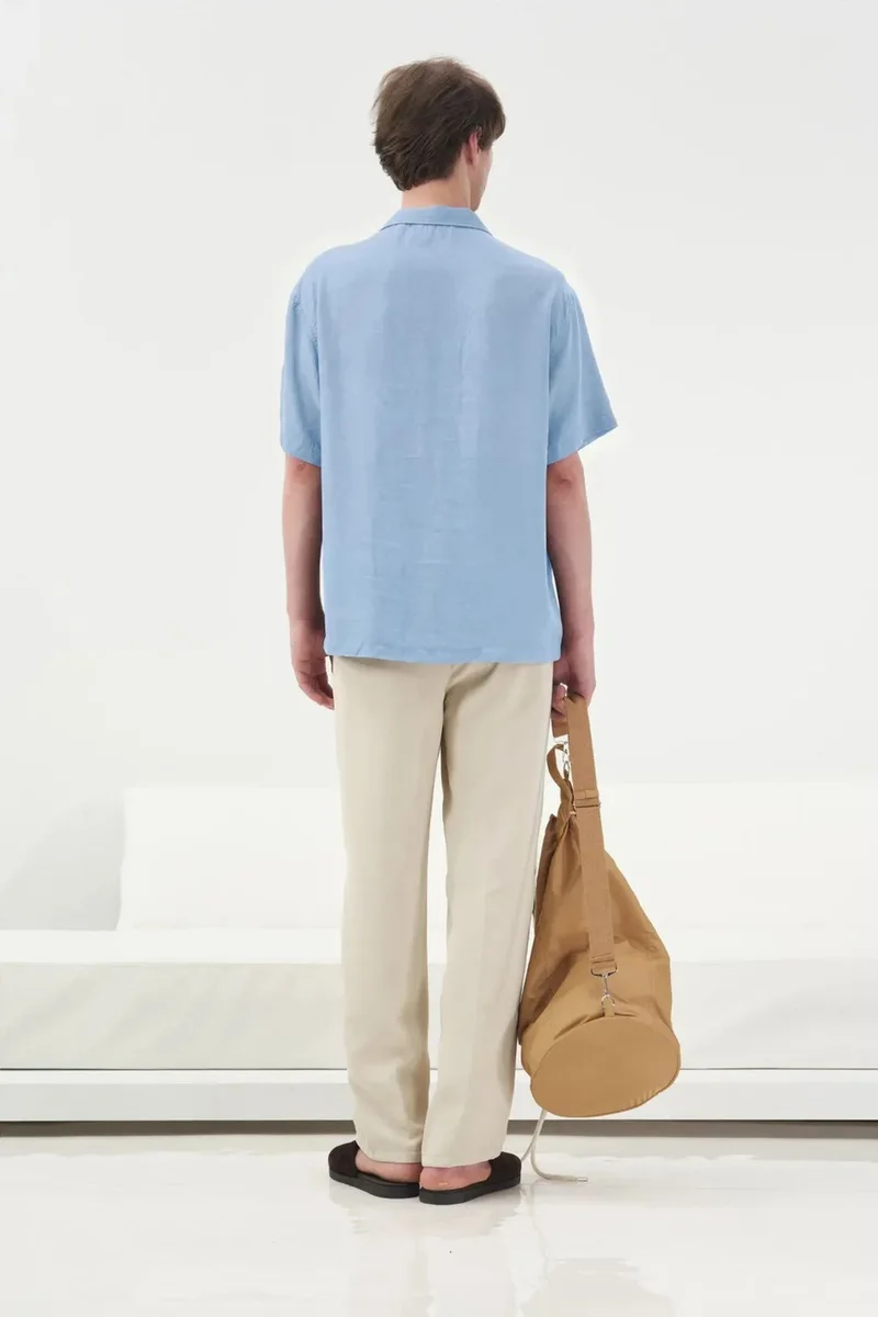 Giesto Maya Blue GIESTO Casual Short Sleeve Linen Blend Shirt for Men | Best Price UAE