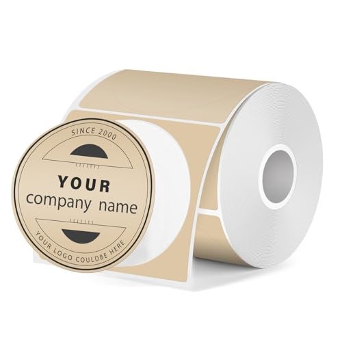 FINDAT Round Thermal Labels 2 Inch Kraft Circle Vinyl Thermal Stickers for M110 M120 M220 M221 Self-Adhesive Waterproof Portable Direct Printer Label for Business Logo Design 180 PCS - Image 1