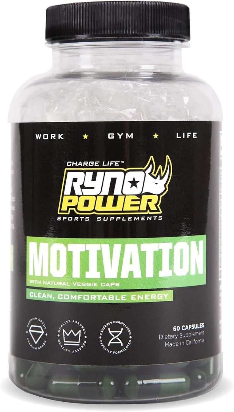 Ryno Power Motivation PreWorkout Focus Energy Supplement Capsules 30 Servings - Image 1