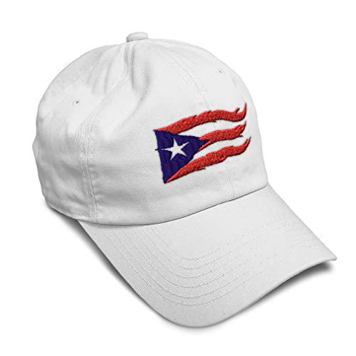 Speedy Pros Soft Baseball Cap Puerto Rico Flame Embroidered Flag Twill Cotton Dad Hats for Men & Women White Design Only - Image 1