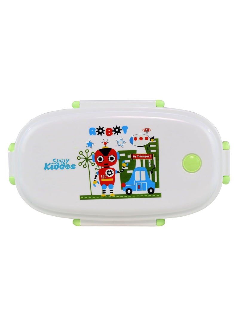 SMILY KIDDOS Smily Kiddos Kids Stainless Steel Insulated Lunch Box Robot Theme - Green |Age Above 3 Years| 100% BPA Free and Food Grade  - Image 1