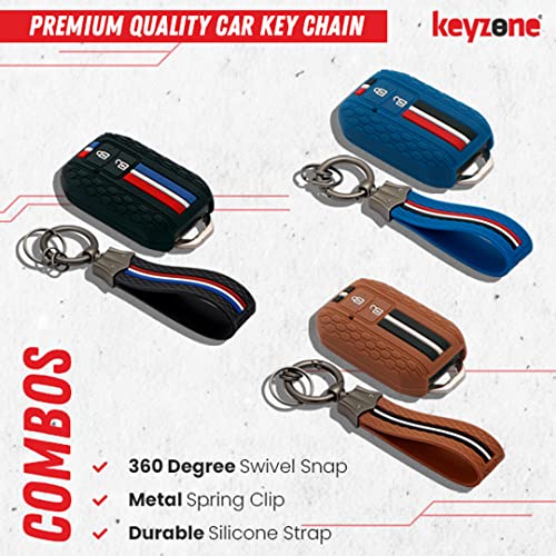 Keyzone Striped Silicone Key Cover & Keychain Compatible for Suzuki Victoris, e Vitara, Fronx, jimny, Grand Vitara, Ertiga, Brezza, XL6,Swift,Dzire,Ignis 2button Smart Key(Black with Black Keychain) - Image 5