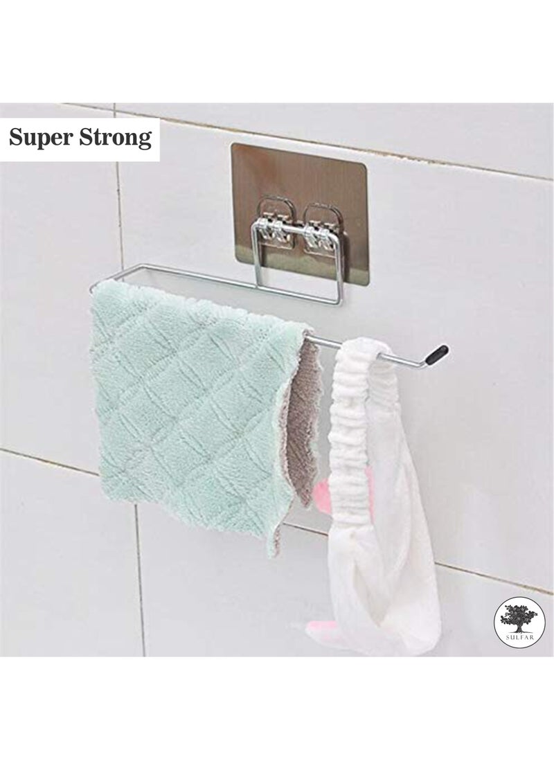 sulfar - Sulfar Paper Towel Holder with Magic Adhesive Pad, Kitchen Paper Roll Holder Wall Mount, Stainless Steel Self Adhesive Wall Mount Towel Bar for Kitchen Bathroom (Silver) - Image 1