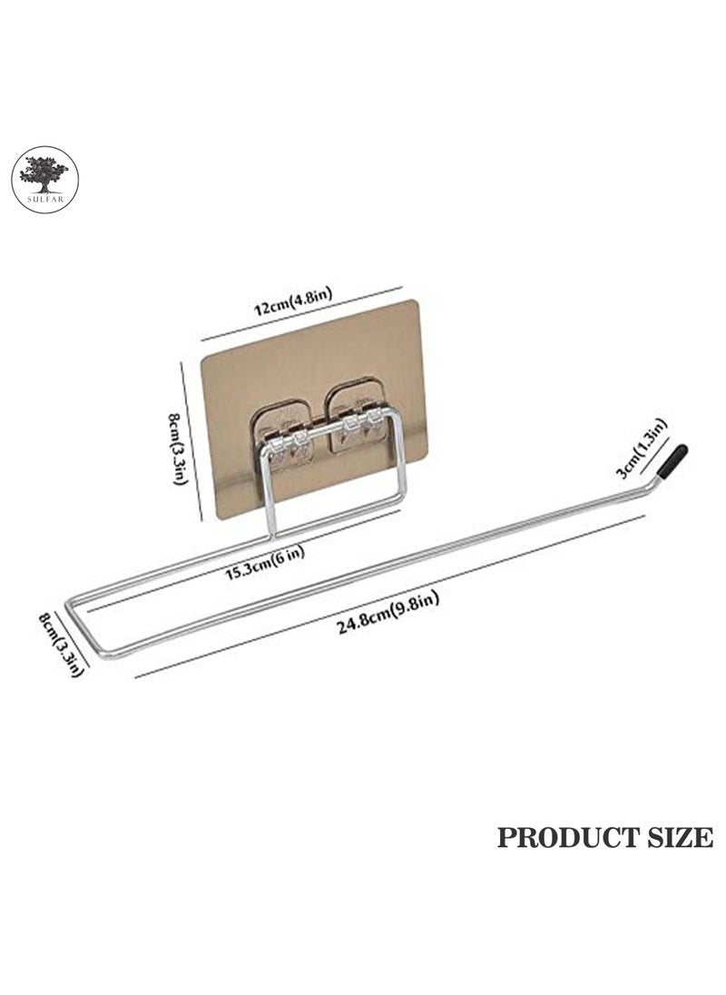 sulfar - Sulfar Paper Towel Holder with Magic Adhesive Pad, Kitchen Paper Roll Holder Wall Mount, Stainless Steel Self Adhesive Wall Mount Towel Bar for Kitchen Bathroom (Silver) - Image 1