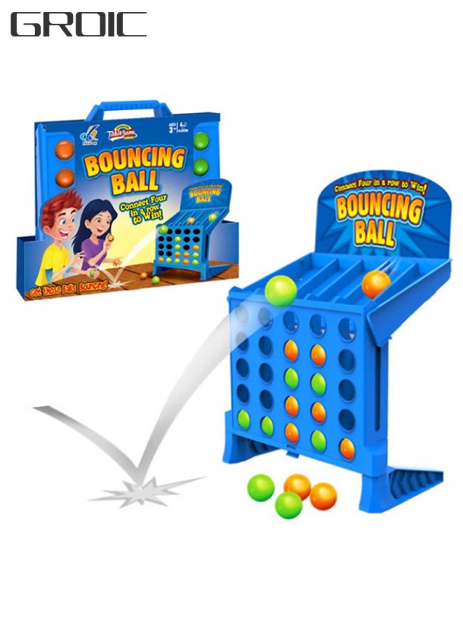 GROIC - Connect Bouncing Ball 4 Shots Game, Classic 4 in a Row Link Up 4 Ball Game Educational Toy, Parent-Child Interaction Party Multiplayer Funny Desktop Connect Balls Game Toy for Kids Family - Image 1