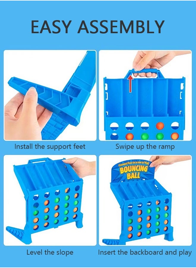 GROIC - Connect Bouncing Ball 4 Shots Game, Classic 4 in a Row Link Up 4 Ball Game Educational Toy, Parent-Child Interaction Party Multiplayer Funny Desktop Connect Balls Game Toy for Kids Family - Image 1
