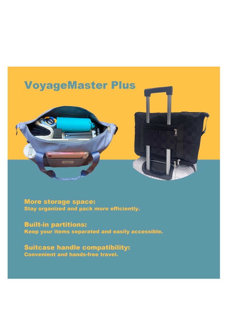 SYOSI - Foldable Travel Bag Expandable, Rolling Duffle Bag with Wheels, Carry On Luggage with Wheels, Weekender Travel Bag with Detachable Rolling Wheels for Women and Men, Travel Tote Duffel Bag, Black - Image 1