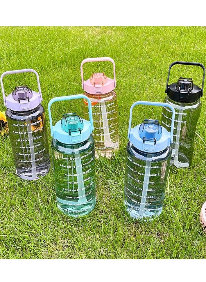 2L Motivational Big Water Bottle with Time Marker&Strawer- Leakproof, Large Water Jug for Home Office Fitness Gym  (One Pink) - Image 4