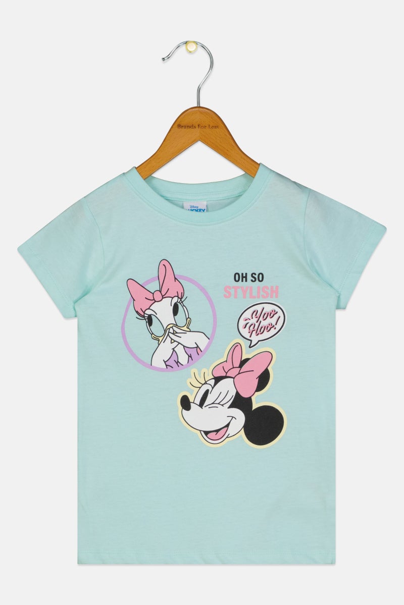 Disney تي شيرت قصير الأكمام بنات toddlers بياقة دائرية، لون أخضر نعناعي - Image 1