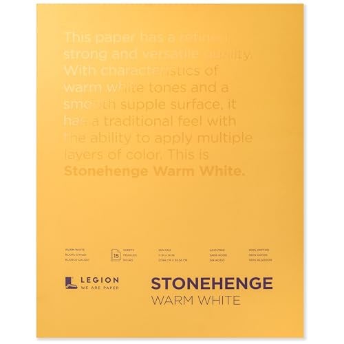 Stonehenge 100% Cotton Medium Weight Pad, Warm White, 11 x 14 inches, 250gsm, 15 Sheets for Dry Media - Image 1