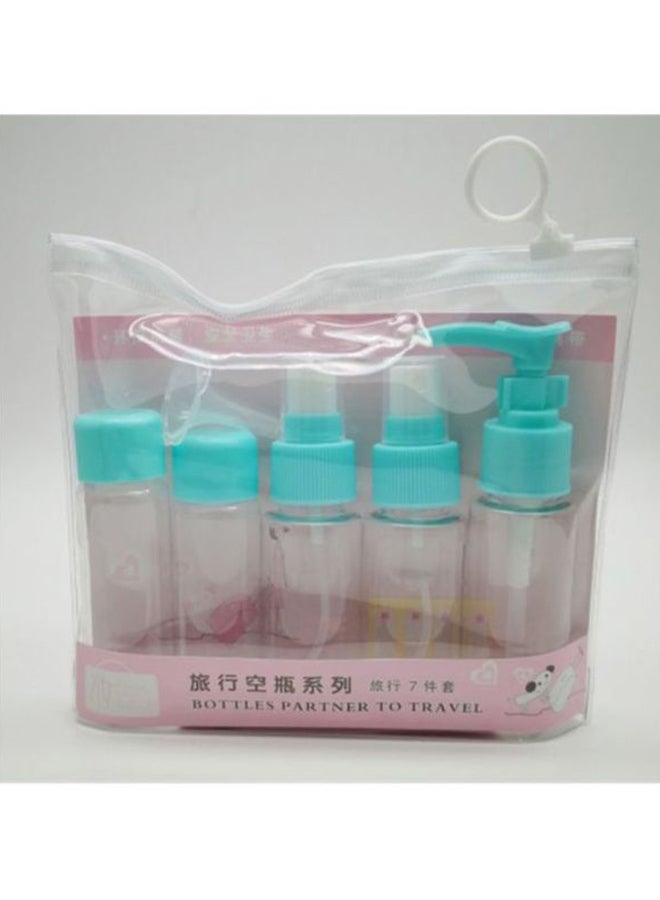 Sharpdo Pack Of 7 Portable Travel Size Empty Bottle Set Clear/Blue 10x8x2cm - Image 3