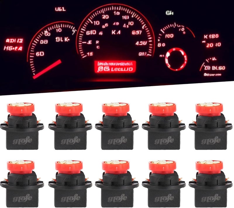 GLOFE Red T10 194 168 LED Instrument Panel Gauge Cluster Dashboard Lights Bulbs - 10Pcs Set - Image 1