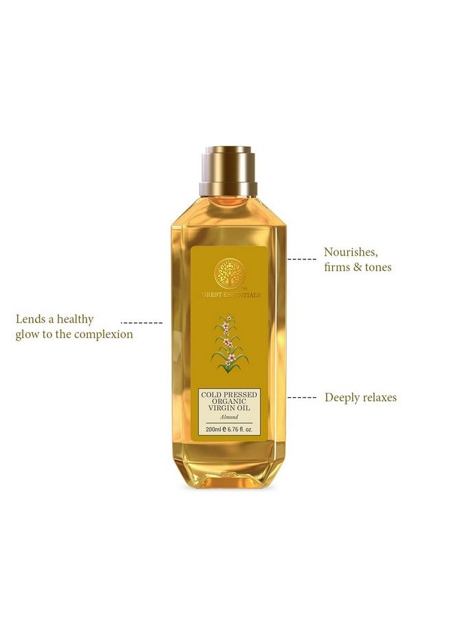 Forest Essentials Organic Cold Pressed Virgin Oil Almond | Rich In Vitamin E | Pure Sweet Almond Massage Oil For Hair & Skin | 200 Ml  - Image 2