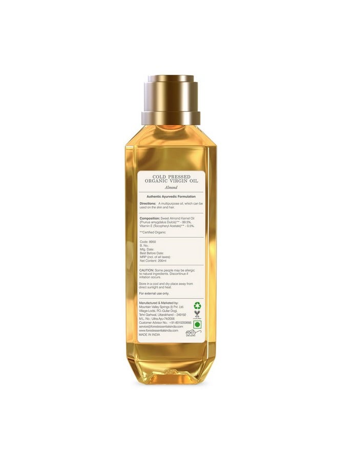 Forest Essentials Organic Cold Pressed Virgin Oil Almond | Rich In Vitamin E | Pure Sweet Almond Massage Oil For Hair & Skin | 200 Ml  - Image 4