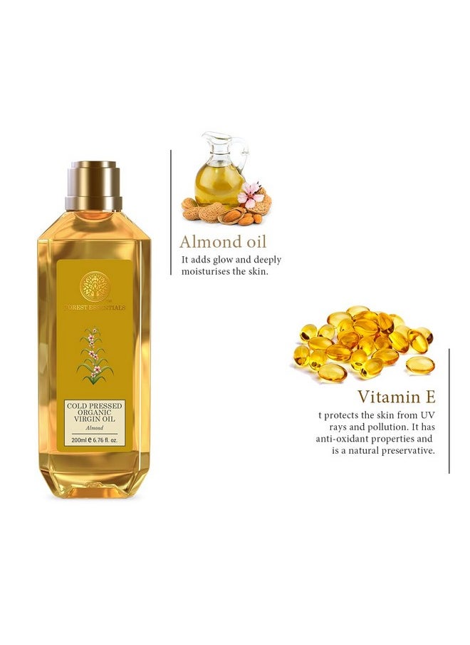 Forest Essentials Organic Cold Pressed Virgin Oil Almond | Rich In Vitamin E | Pure Sweet Almond Massage Oil For Hair & Skin | 200 Ml  - Image 3