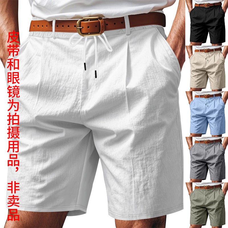 Loose Straight Men''s Shorts Linen Summer Breathable Beach Ami Khaji Shorts Men''s - Image 2