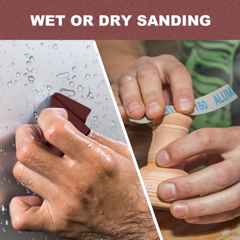 LotFancy Emery Cloth Roll, 5 Grits Sandpaper Assortment, 150 240 320 400 600 Grit Assorted Sand Paper with Dispenser, Wet Dry Sanding Paper for Wood, Metal, Plastic, 1 inch x 20ft per Roll - Image 4