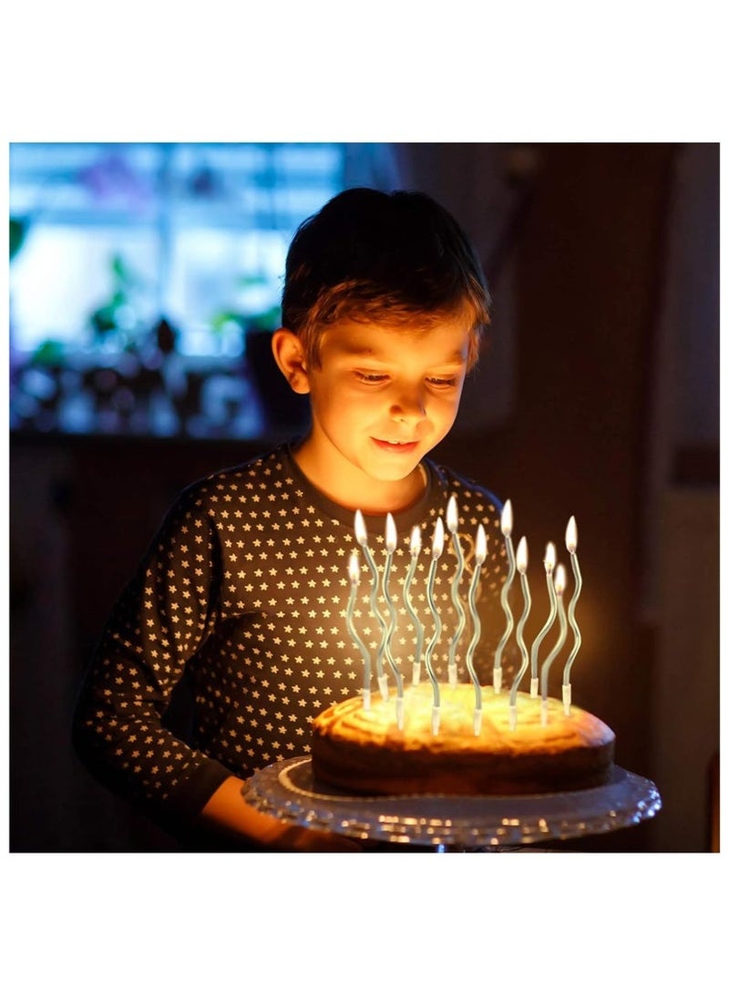 12 Silver Curved Birthday Candles | Eid/Dubai Party Decor | Eco-Friendly & Photogenic - Image 2