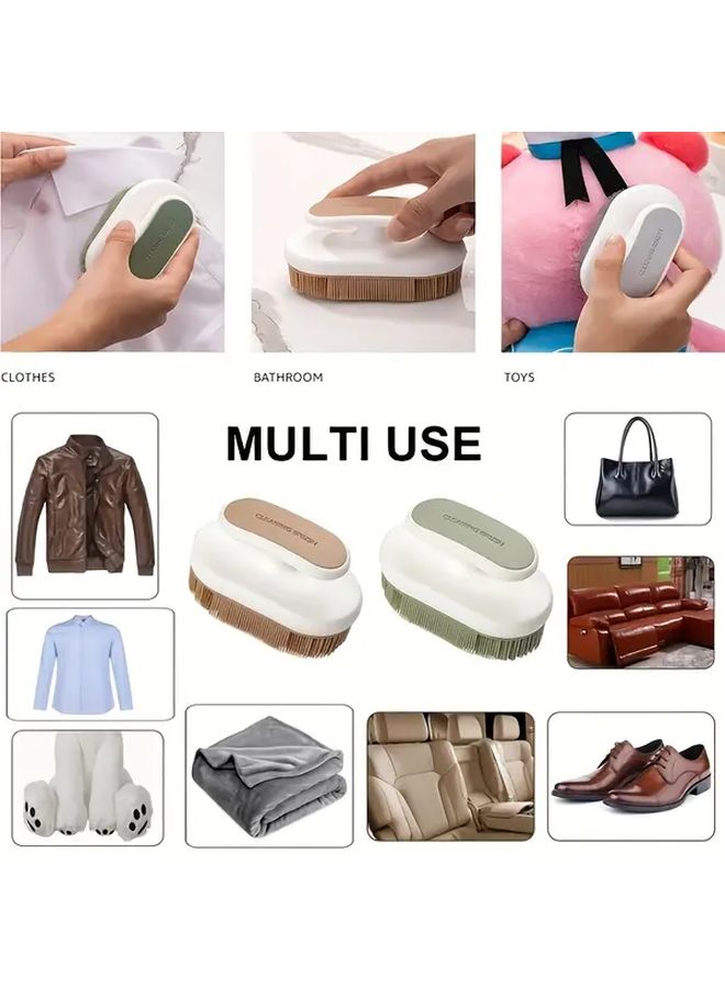 White Grey Multi Purpose Soft Bristle Cleaning Brush Gentle on Clothes and Shoes Durable Shed Resistant Plastic Handle - Image 2