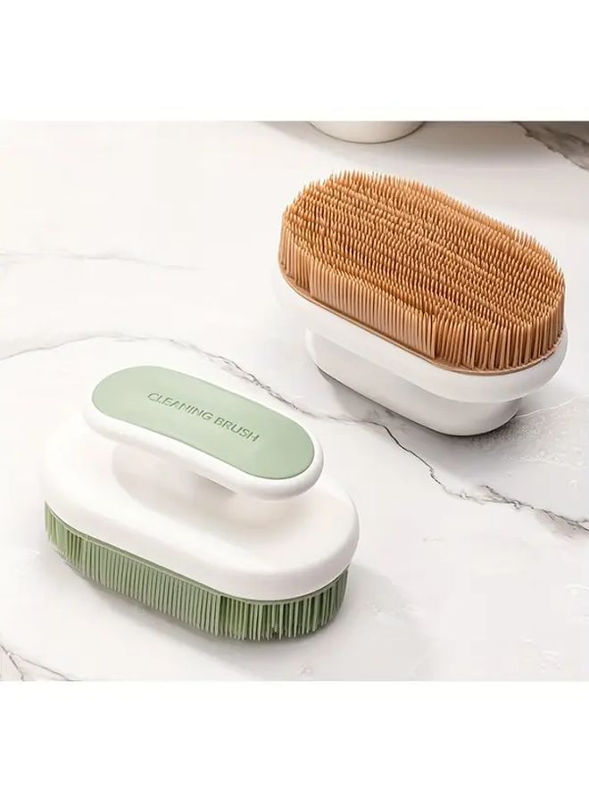 White Grey Multi Purpose Soft Bristle Cleaning Brush Gentle on Clothes and Shoes Durable Shed Resistant Plastic Handle - Image 1