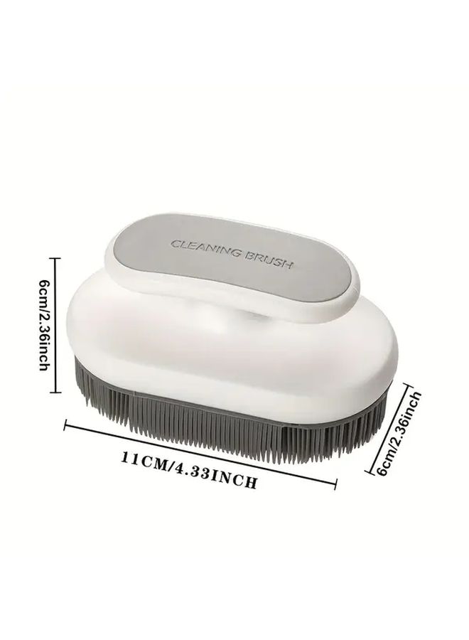 White Grey Multi Purpose Soft Bristle Cleaning Brush Gentle on Clothes and Shoes Durable Shed Resistant Plastic Handle - Image 4