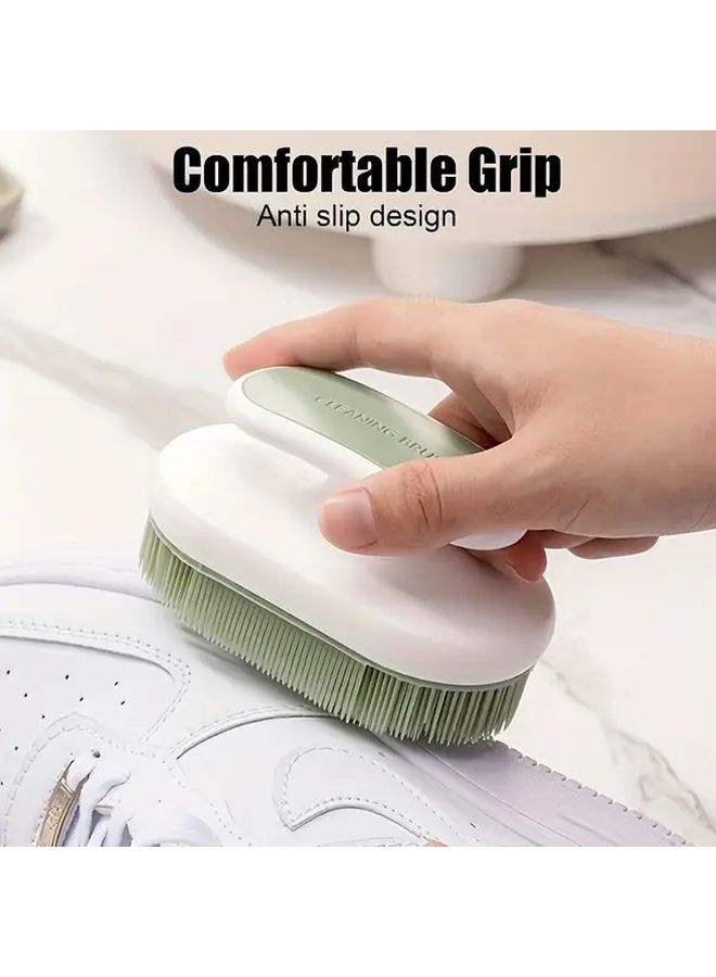White Grey Multi Purpose Soft Bristle Cleaning Brush Gentle on Clothes and Shoes Durable Shed Resistant Plastic Handle - Image 3
