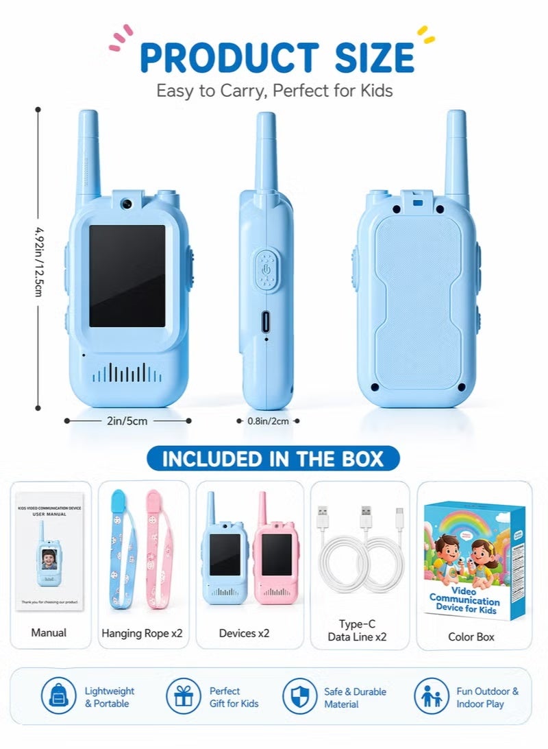 Eworld Kids Face-to-Face Video Communication Device – 2 Pack Rechargeable Video Intercom Toy with LCD Screen & Camera, Long Range Wireless Talk, No WiFi or SIM Required - Image 5