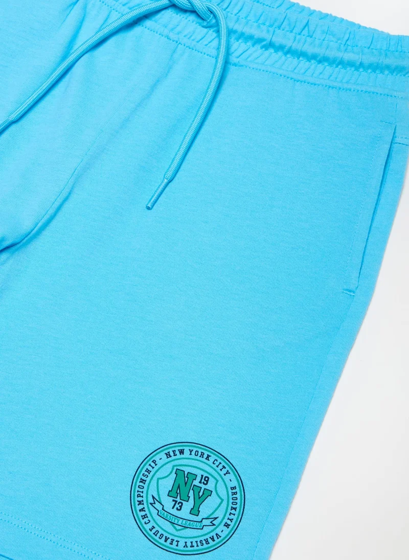 Ovs Plush Bermuda Shorts With Drawstring And Print