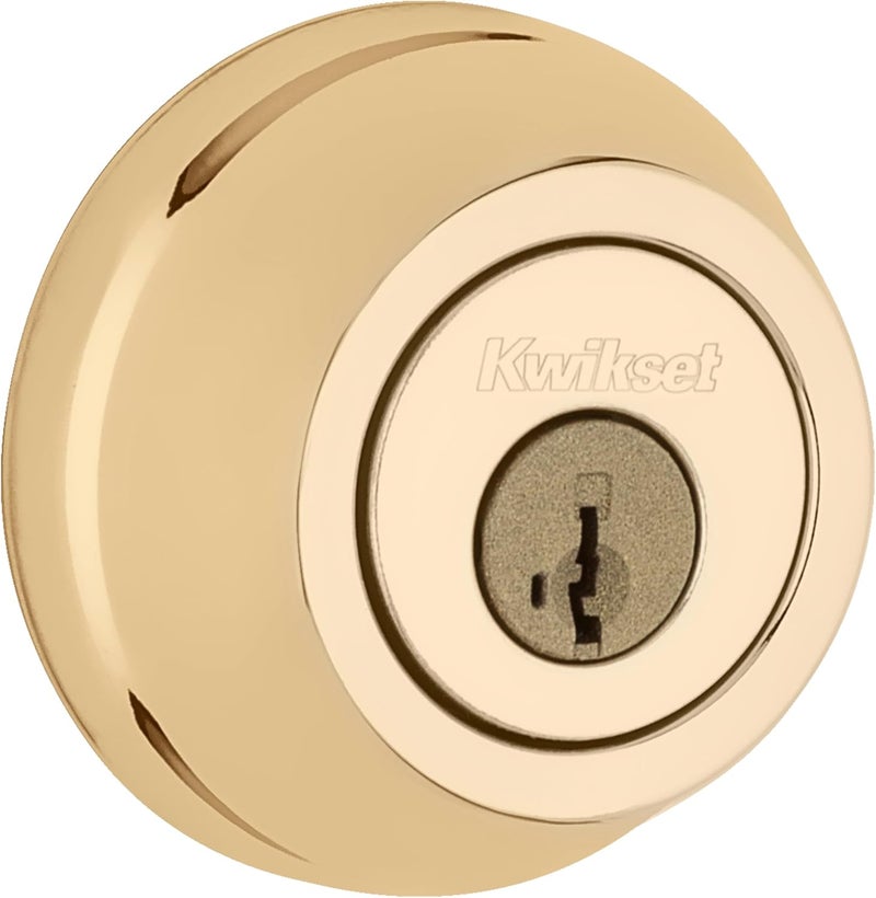 Kwikset 780 Deadbolt Lock Polished Brass Round Exterior Keyed Front Entry Door Pick Resistant SmartKey Rekey Security Single Cylinder Dead Bolt with Microban Protection - Image 2