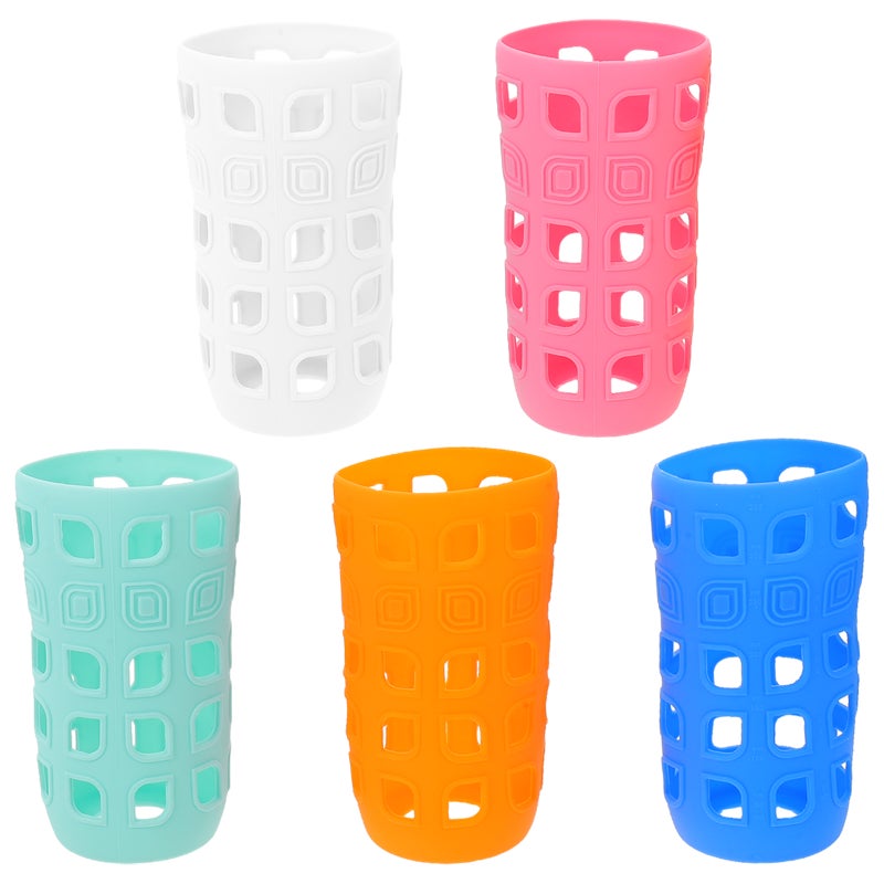 5Pcs Silicone Insulating Bottle Sleeves for Glass Cups Assorted Colors - Image 1