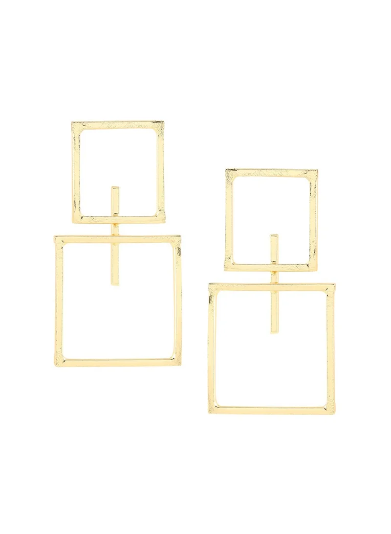Priyaasi Plated Square Shape Drop Earrings