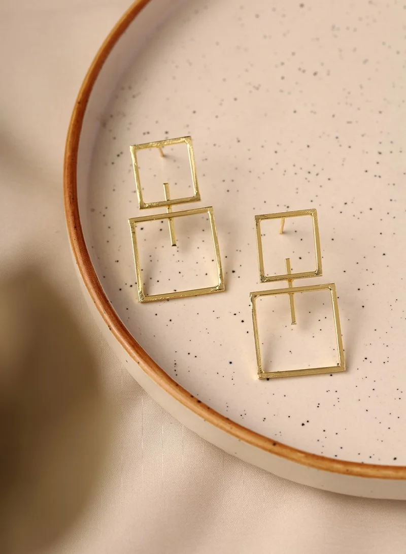 Priyaasi Plated Square Shape Drop Earrings