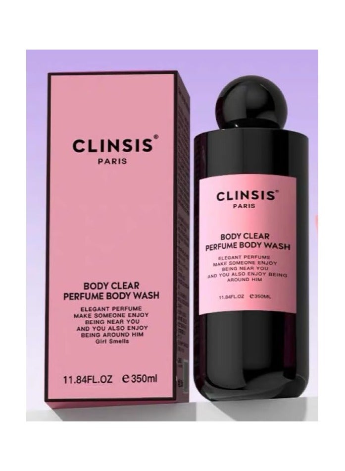Clinsis Paris Perfume Body Wash Purifying Cleansing Moisturizing & Nourishing Skin 350ml pink  - Image 1
