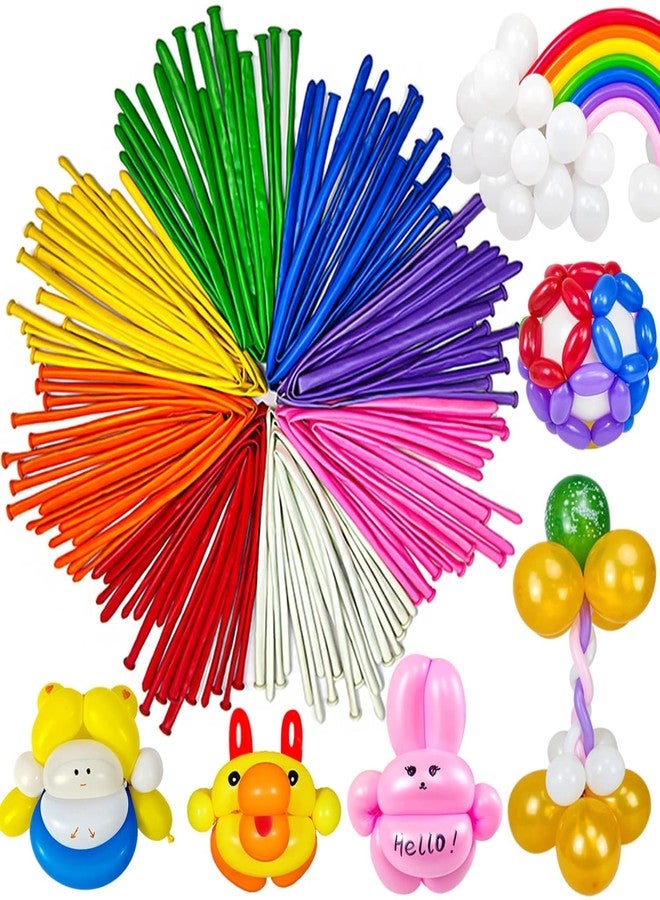 TIZOQ 101Pcs Long Skinny Birthday Balloons For Decorations Items Multicolor Twisting Balloon For Decoration For Kids Birthday, Weddings, Christmas, Party Decorations(Pack of 101, Multicolor) Rubber - Image 1