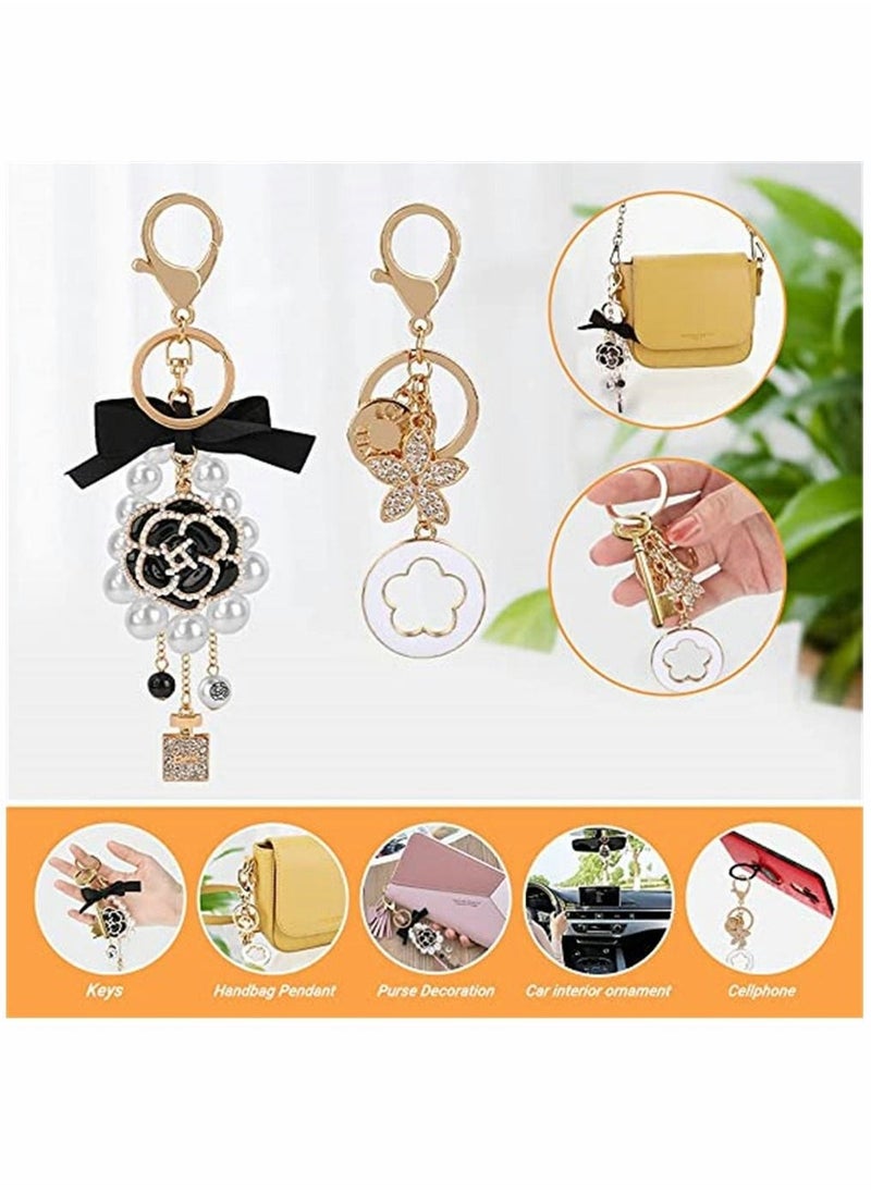 SYOSI Roll over image to zoom in Visit the SYOSI Store Keyring, Keychain, Bag Pendant, Clip Closure, Diamond Sparkling Bag Pendant, Handbags Purse Bag Charm, Car Keyring Decorations, for Women Girls, 2pcs  - Image 3