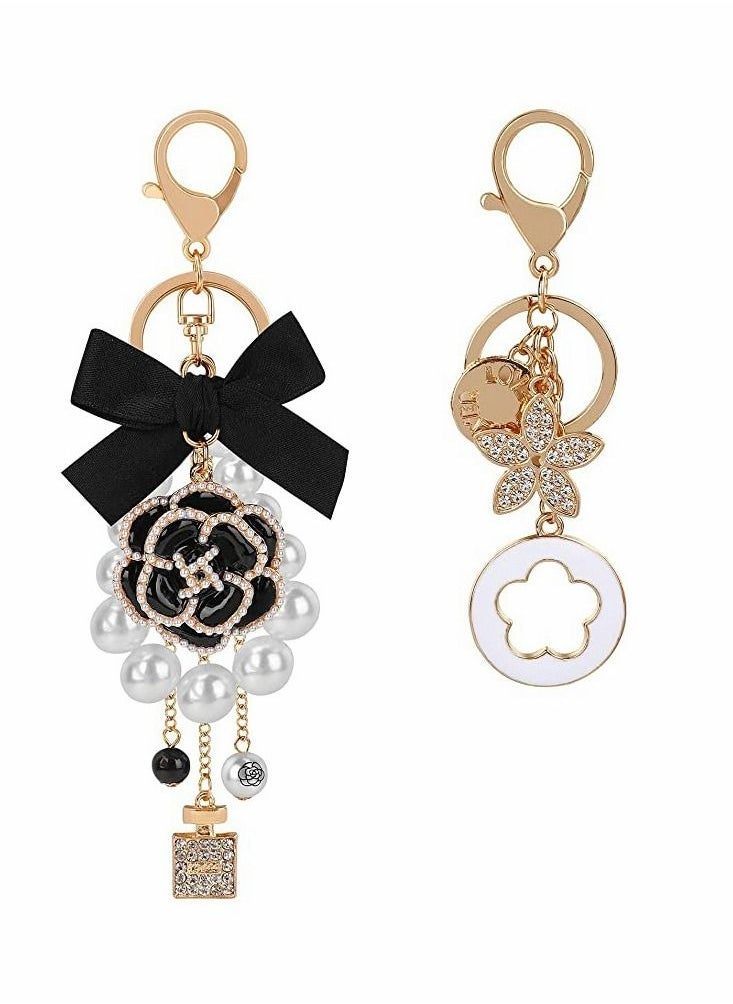SYOSI Roll over image to zoom in Visit the SYOSI Store Keyring, Keychain, Bag Pendant, Clip Closure, Diamond Sparkling Bag Pendant, Handbags Purse Bag Charm, Car Keyring Decorations, for Women Girls, 2pcs  - Image 1