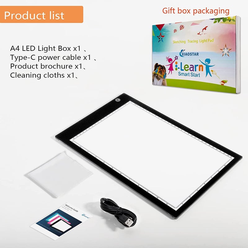 XIAOSTAR Light Box Drawing Pad, Tracing Board with Type-C Charge Cable and Brightness Adjustable for Artists, AnimationDrawing, Sketching, Animation, X-ray Viewing (A4) Not Rechargeable - Image 5