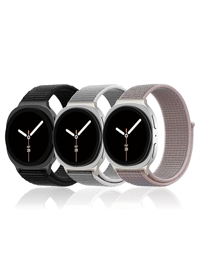 O Ozone Nylon Straps For Samsung Galaxy Watch 8 44mm 40mm/Galaxy Watch 8 Classic 46mm, Soft Sport Adjustable Replacement Strap for Men Women- Pack of 3 - Image 1