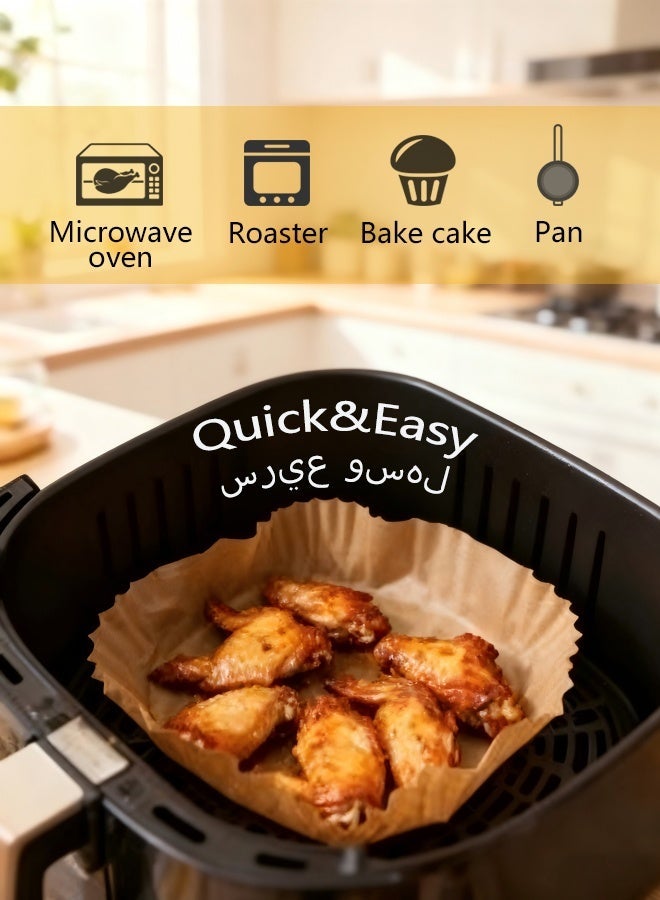 ساكان بطانة ورقية للقلاية الهوائية، بطانة ورقية للقلاية الهوائية، مربعة الشكل، ورق خَبز للقلاية الهوائية، مقاوم للماء ومضاد للدهون، مناسب لأي مقلاة هوائية، 20/23 سم - Image 3