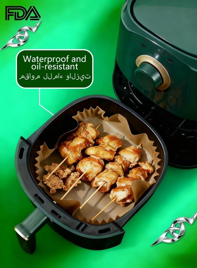 ساكان بطانة ورقية للقلاية الهوائية، بطانة ورقية للقلاية الهوائية، مربعة الشكل، ورق خَبز للقلاية الهوائية، مقاوم للماء ومضاد للدهون، مناسب لأي مقلاة هوائية، 20/23 سم - Image 2