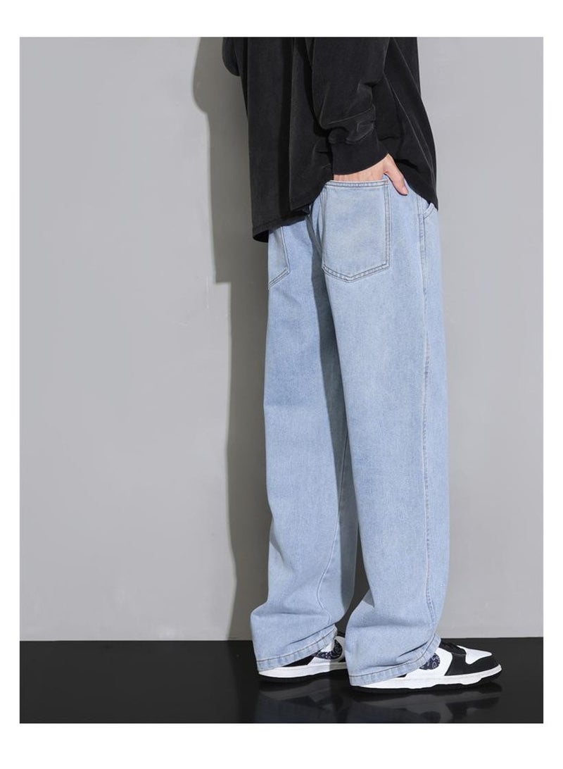 Fashionable Men's Loose Straight Leg Jeans, Wide Leg Casual Pants  - Image 4
