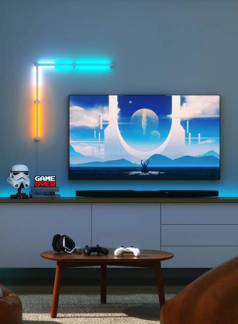 Nanoleaf Lines Squared Starter Kit - 4 Pack - Smart WiFi LED Light System w/ Music Visualizer, Instant Wall Decoration, Home or Office Use, 16M+ Colors, Low Energy Consumption | Gaming Lights