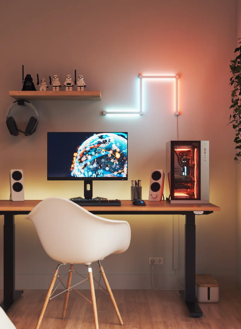 Nanoleaf Lines Squared Starter Kit - 4 Pack - Smart WiFi LED Light System w/ Music Visualizer, Instant Wall Decoration, Home or Office Use, 16M+ Colors, Low Energy Consumption | Gaming Lights